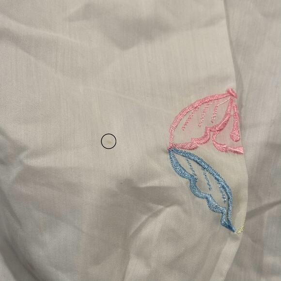 Vintage Top Cottage Coastal Grandma Boho Embroidered Floral Button Up White 2X - Picture 7 of 8